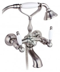 Смеситель Timo Ritz 0144Y Silver для ванны с душем (керамические ручки)